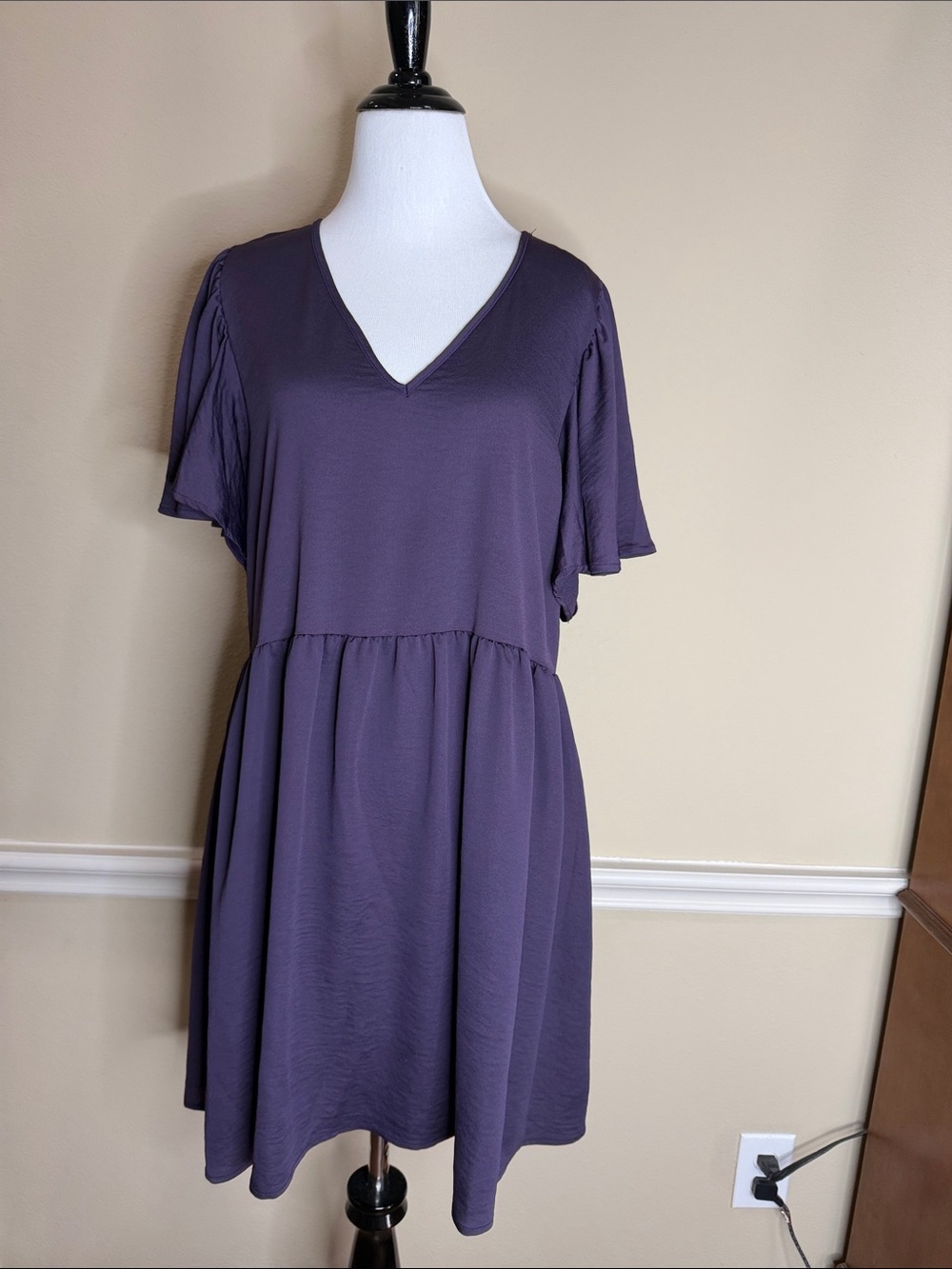 entro Purple V-Neck Flutter Sleeve Tunic